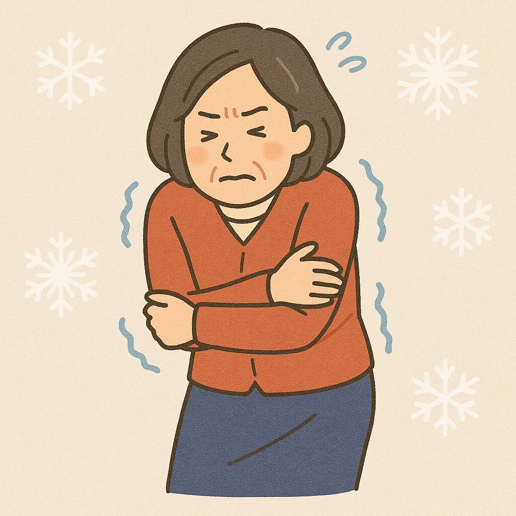 寒さで震える女性