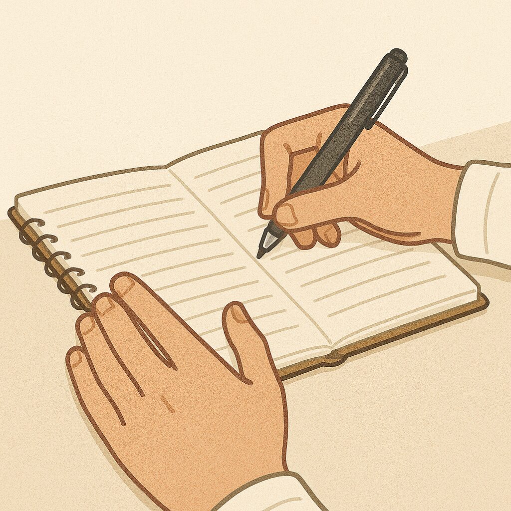 慢性腰痛 改善のために痛みの周期を記録するノート