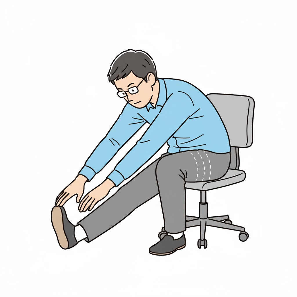 男性が太もも裏のストレッチをしている