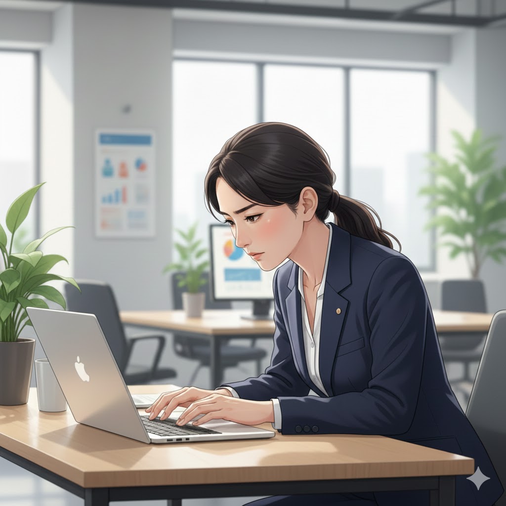 腰痛の原因となるデスクワーク中の腕の緊張