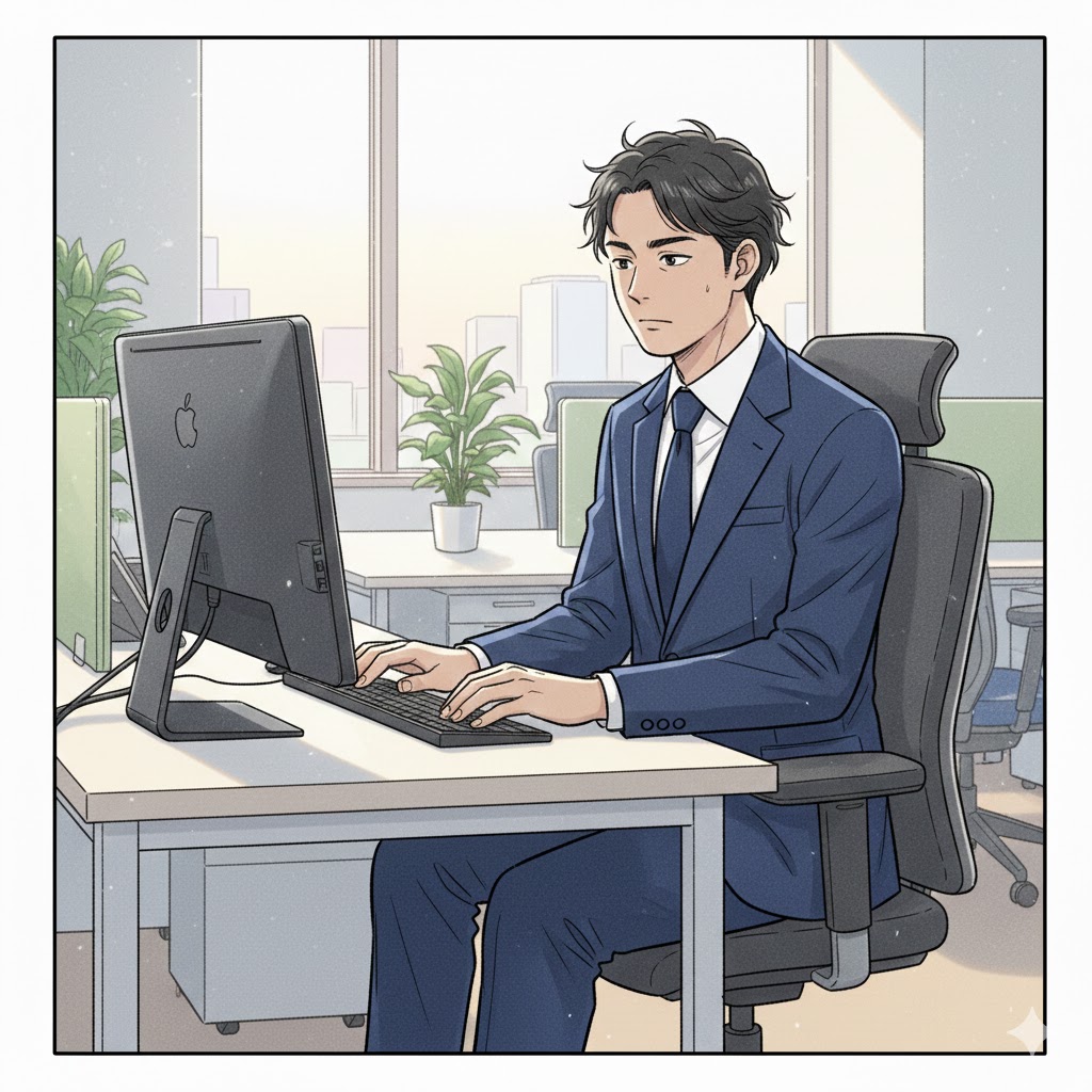 パソコン作業をする男性