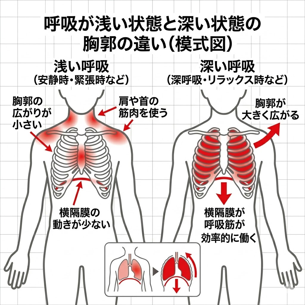 ストレスによる胸郭の硬直と呼吸の関係