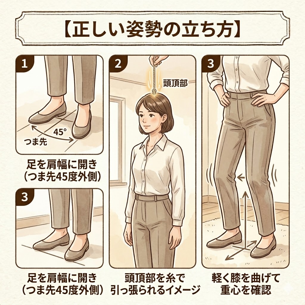 正しい姿勢の立ち方の画像