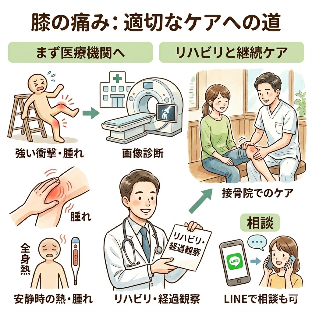 膝の痛みの適切なケアイメージ画像