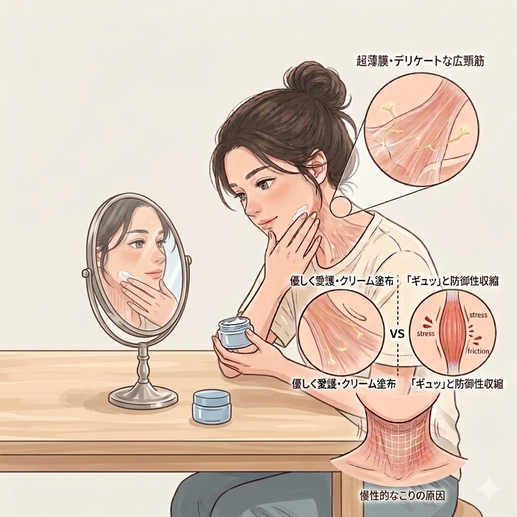 スキンケアによる首こりの原因を解説