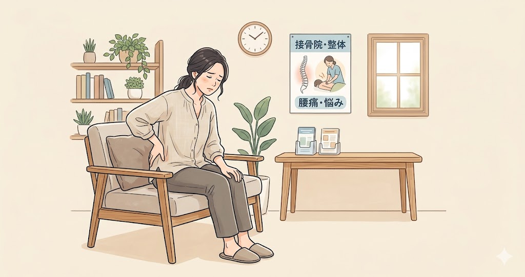 坐骨神経痛に悩む女性の画像
