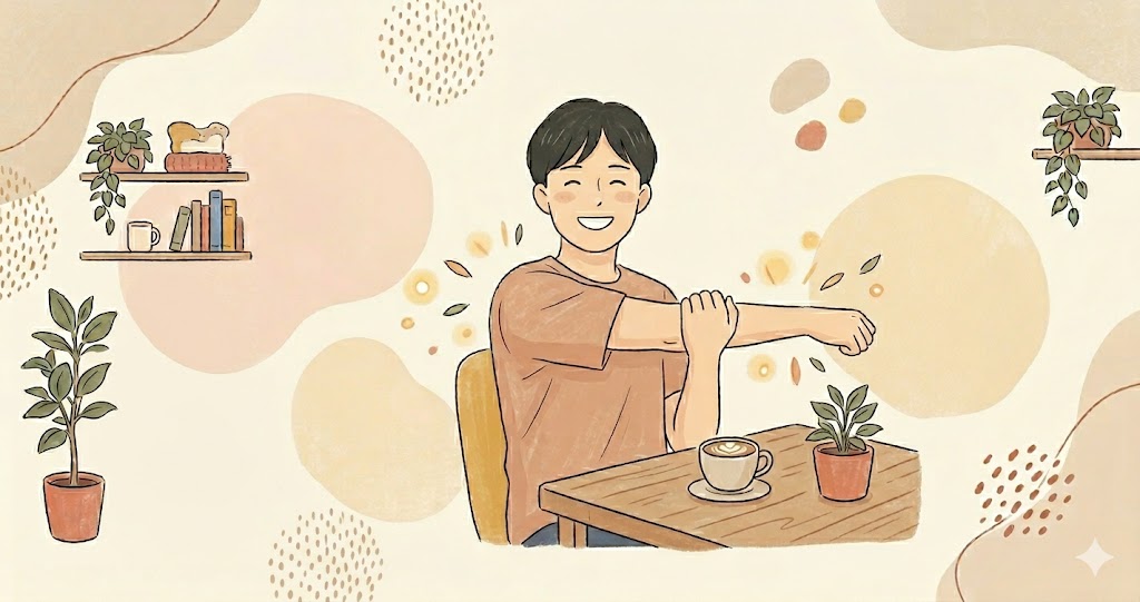 腕を動かして変化を確認している場面のイメージ