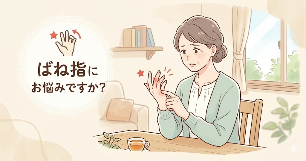 ばね指に悩む女性の様子
