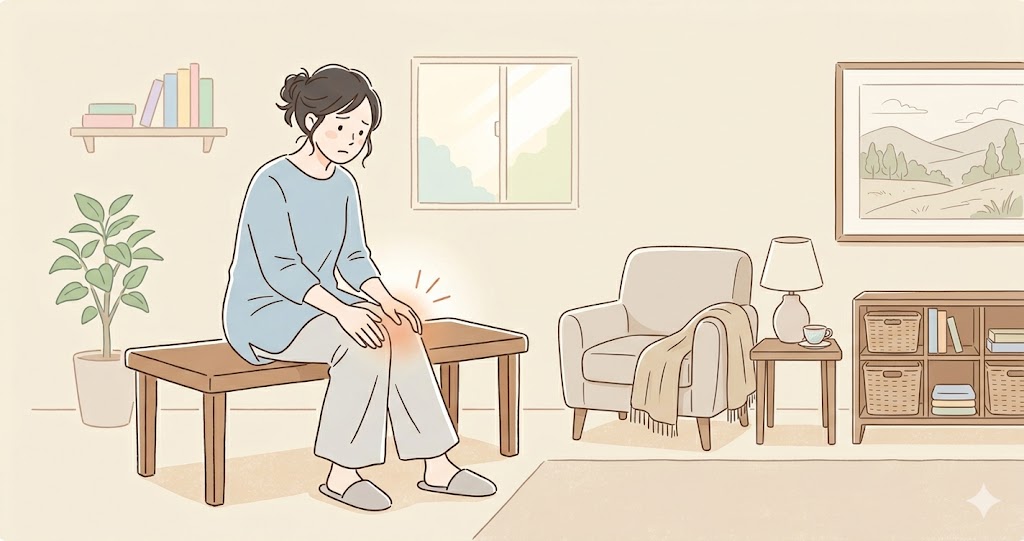 膝が痛い女性の様子