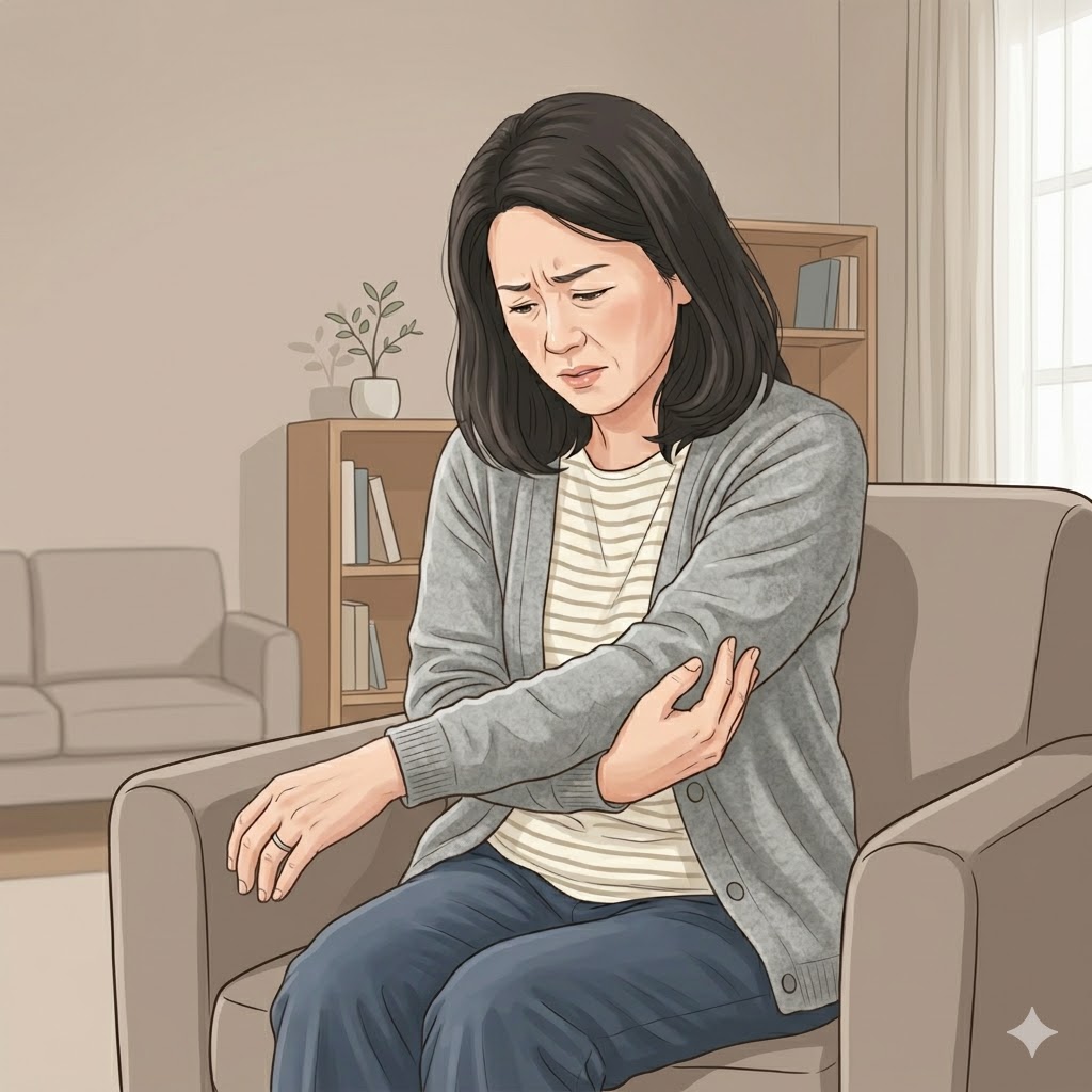 肘が痛い女性のイメージ