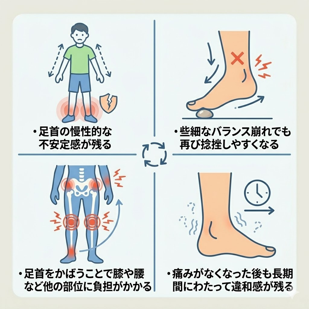 捻挫を放置した際に起きる症状