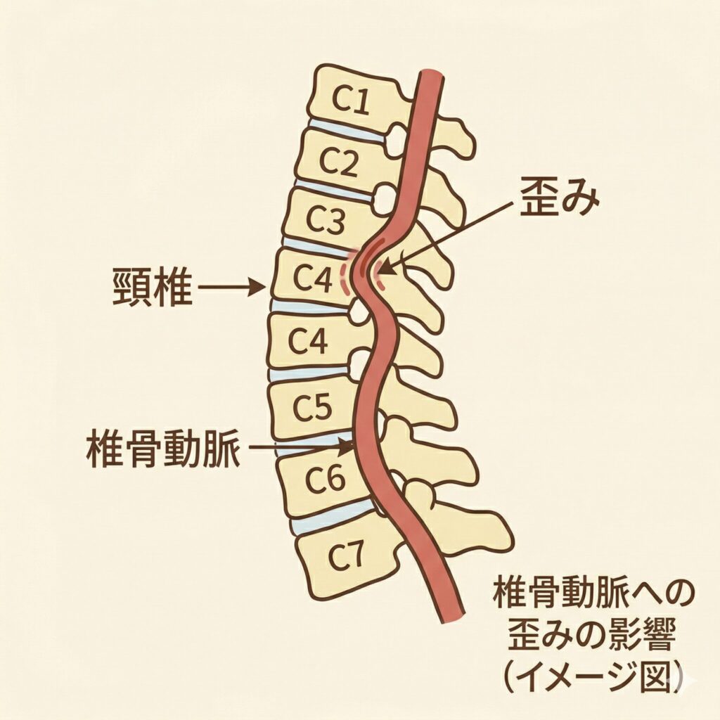 頸椎と椎骨動脈の関係を示す図解