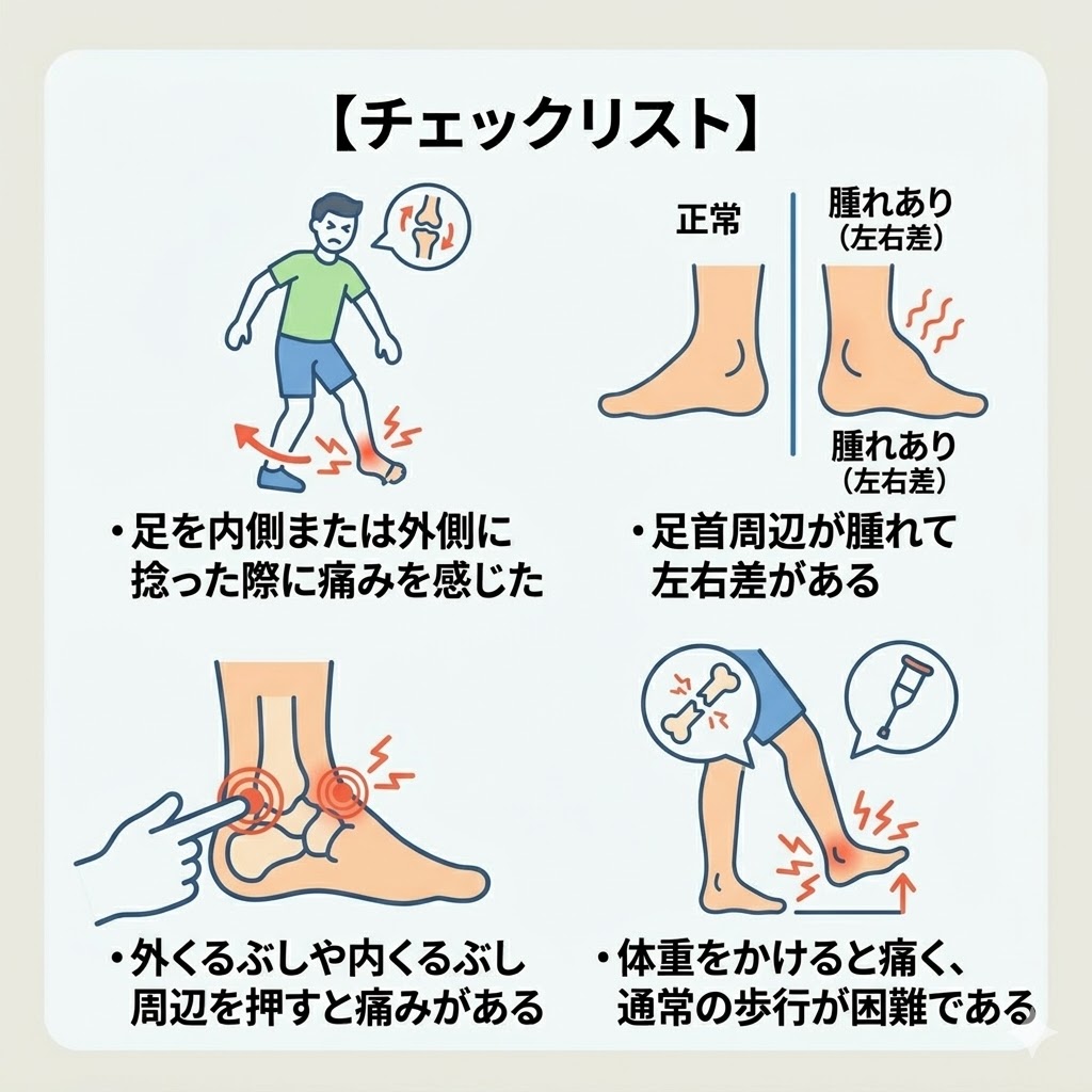 捻挫の症状とチェックリスト