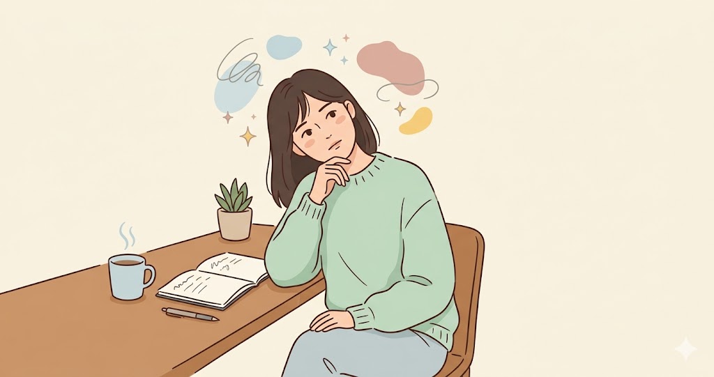 悩んでいる女性の様子