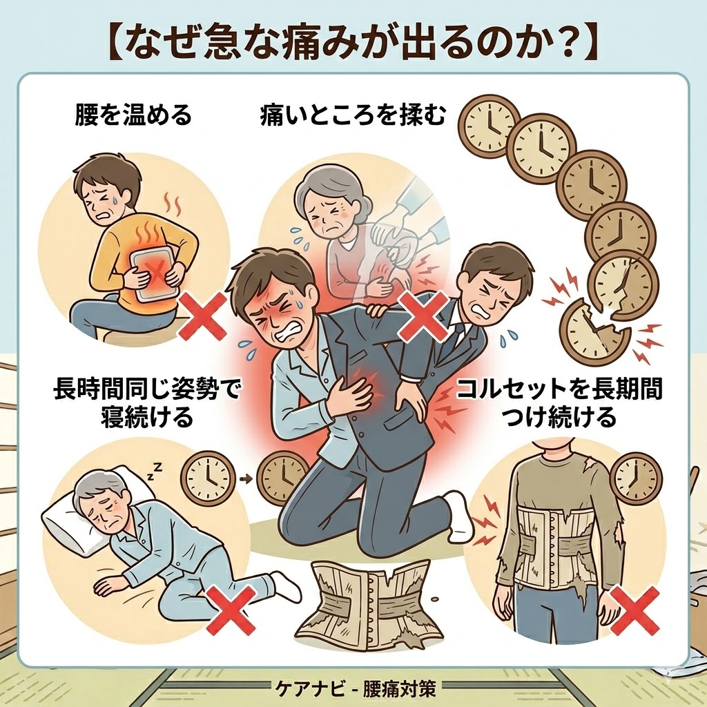 ぎっくり腰の急な痛みの説明