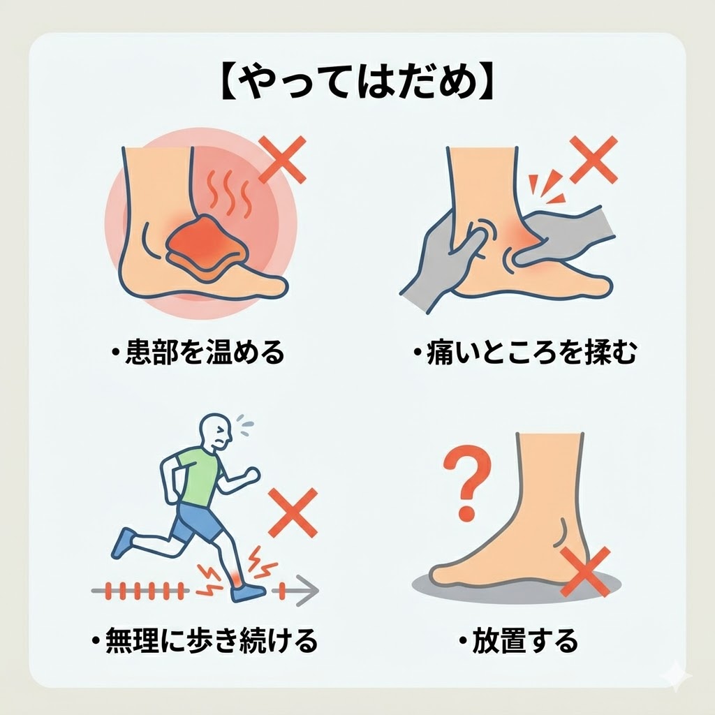 捻挫の時にやってはいけないこと