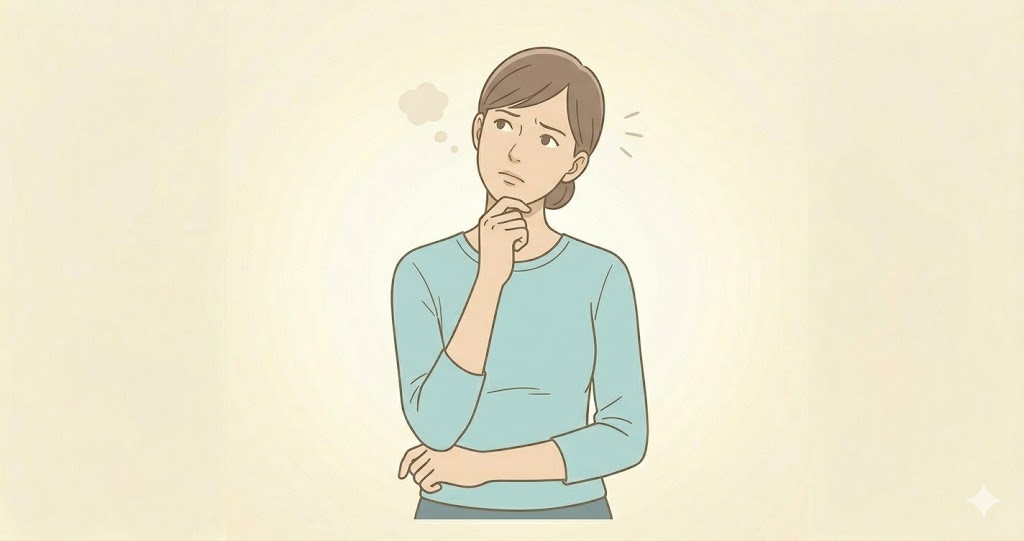 考えている女性のイラスト画像
