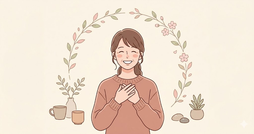 笑顔の女性の様子