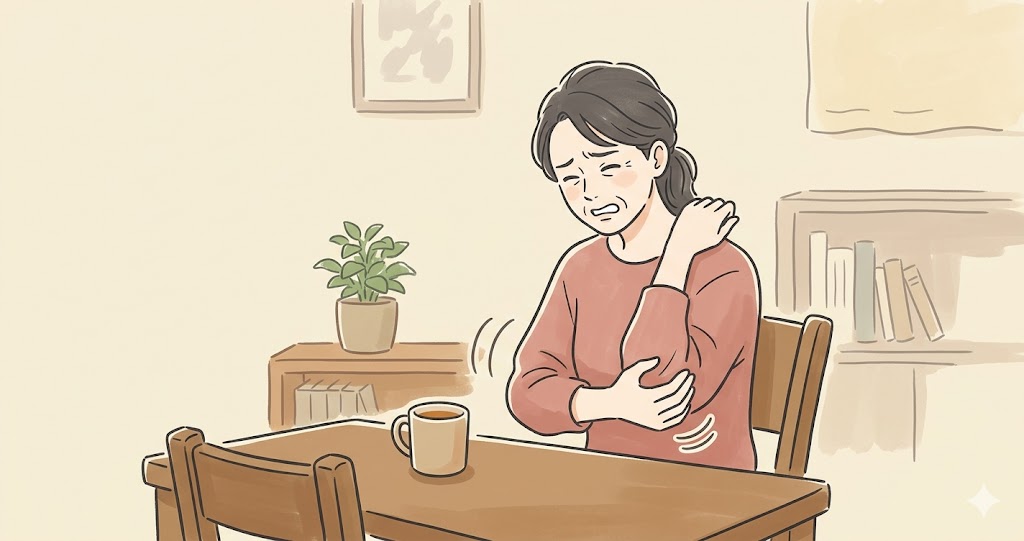 肘が痛い女性の様子