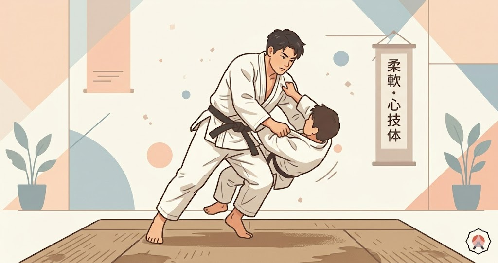 柔道をしている様子