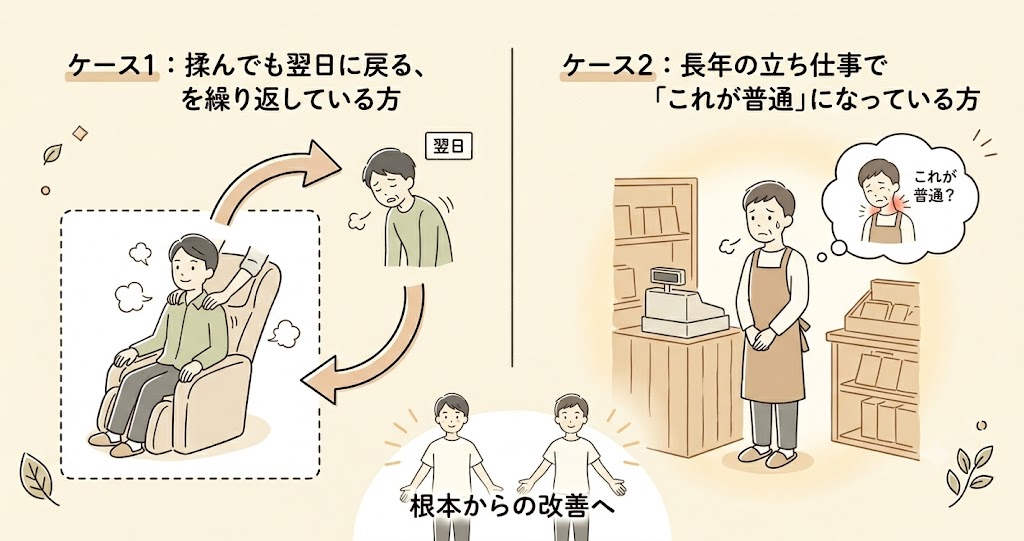 施術後に元に戻るケースの様子