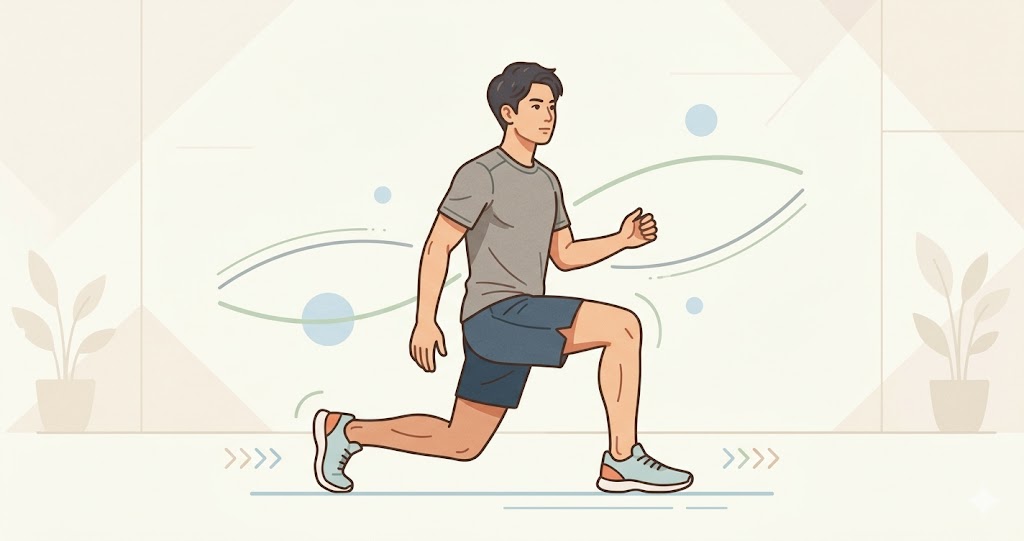 ランジの姿勢をとっている男性