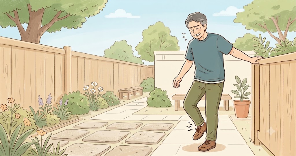 足首を捻挫した男性の様子
