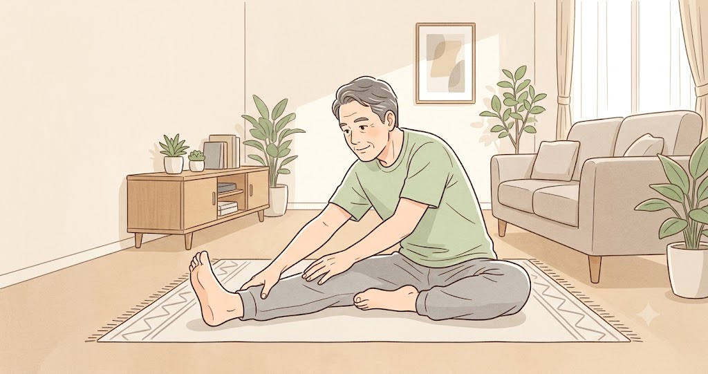もも裏ストレッチのつま先の向きの違い