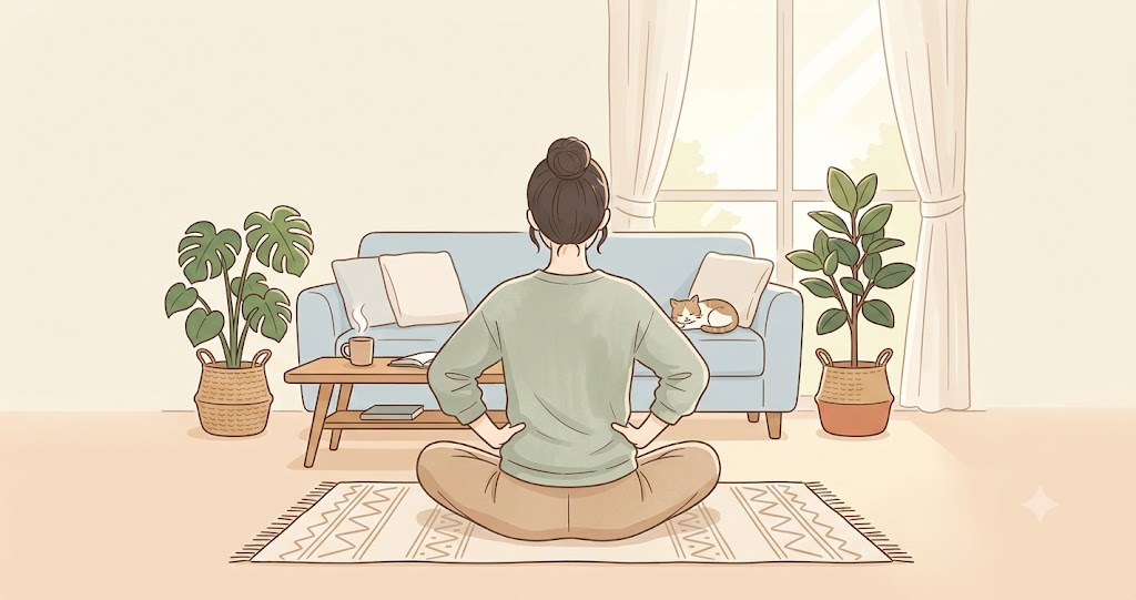 肩甲骨を寄せている女性