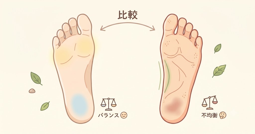 足の裏の左右差をチェックするイメージ