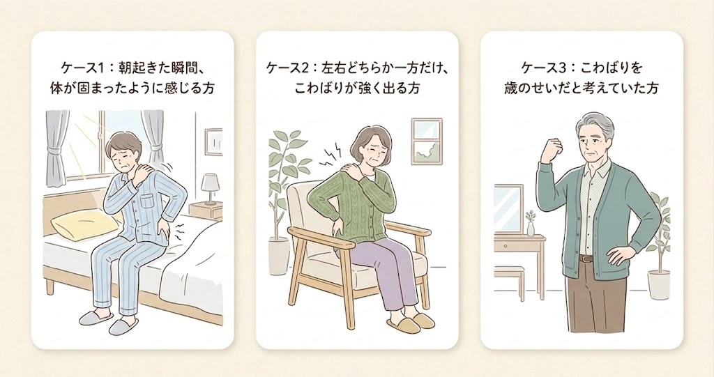 朝起きて体にこわばりを感じるパターン