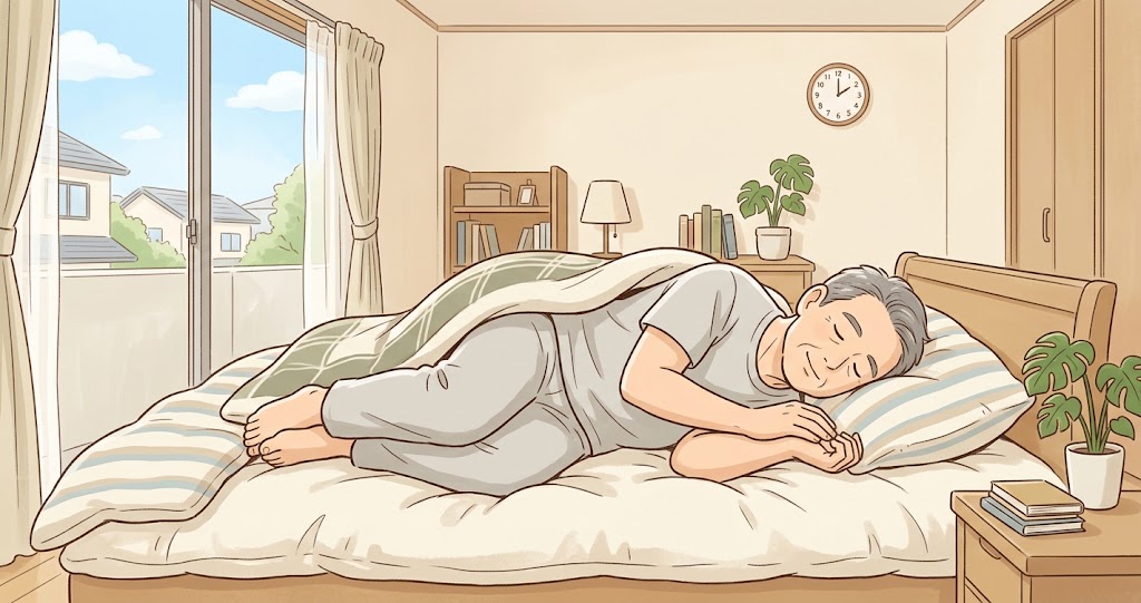 休日に横になって過ごす様子