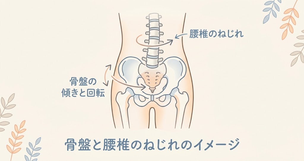 骨盤と腰椎のねじれのイメージ図
