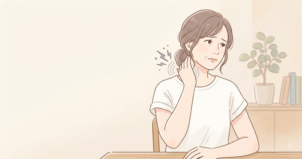 首が痛い様子の女性