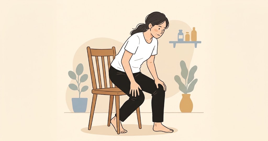 椅子から立ち上がるときに膝のお皿の下が痛む女性
